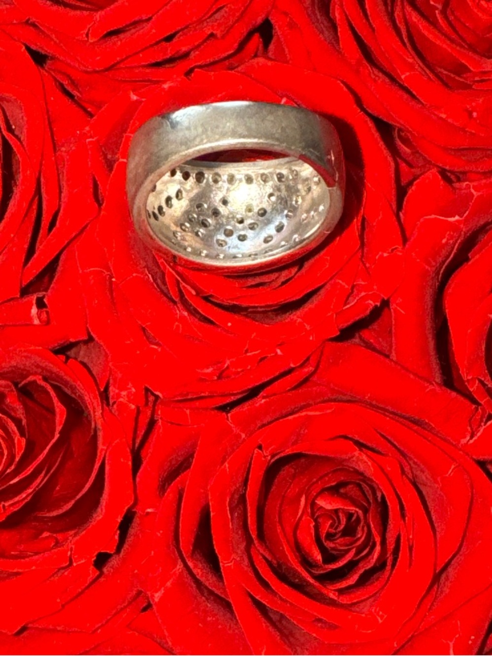 Sterling Silver 925 Black & White CZ Statement Ring Wide Band Cocktail Ring - Picture 5 of 11